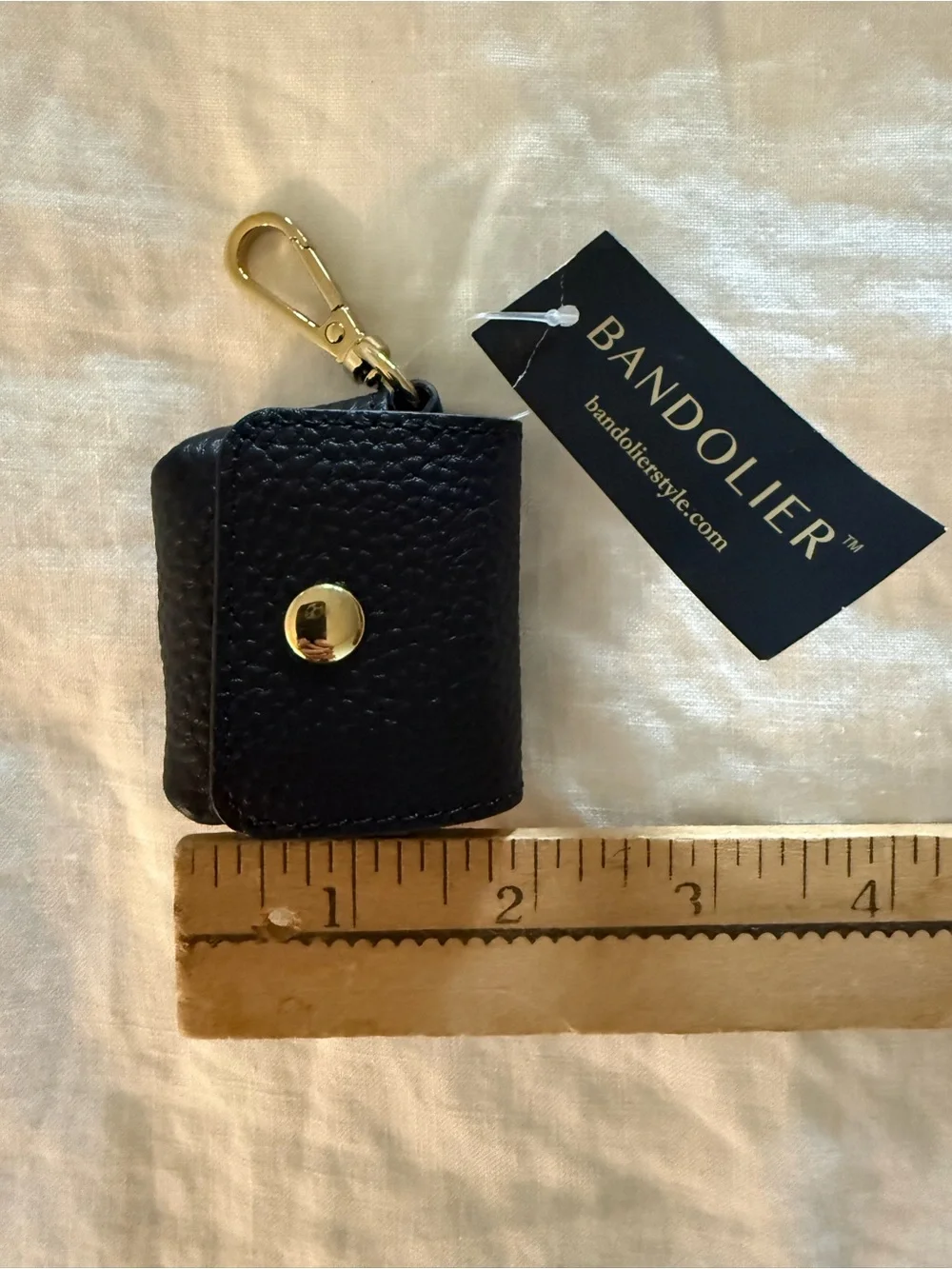 NWT Bandolier AirPods pouch clip on case black pebbled leather